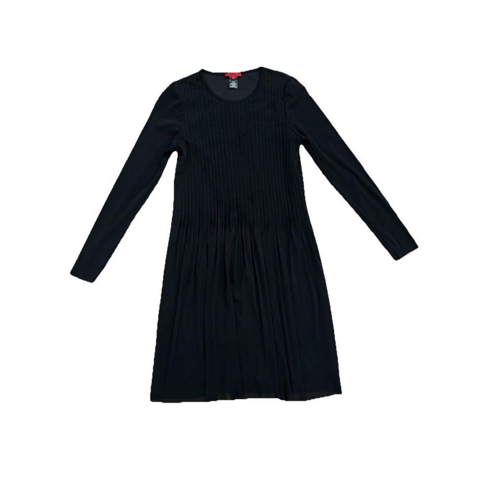 VIVIENNE TAM Black Pleated Long Sleeve Dress With Slip Knee Length Women's Large
